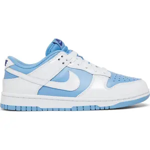 Nike Dunk Low Reverse UNC Women's Sneaker DJ9955-101 Blue White Patent Comfortable Authentic Original Closed Round Toe Athletic Sports Shoe