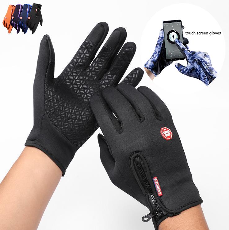 Winter Gloves Touch Screen Riding Motorcycle Sliding Waterproof Sports Gloves With Fleece