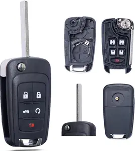 Flip Remote Key SHELL CASE Compatible with Chevrolet 2010-2017, 5 Buttons