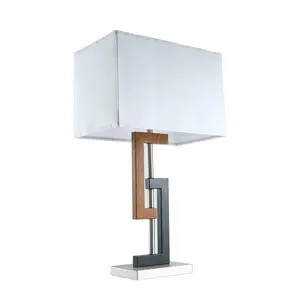 1-Light Chrome Square Creative Design Table Lamp