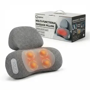 Exquimac 3-in-1 Rechargeable Neck Massager Pillow with Heat Vibration (Heather Gray)