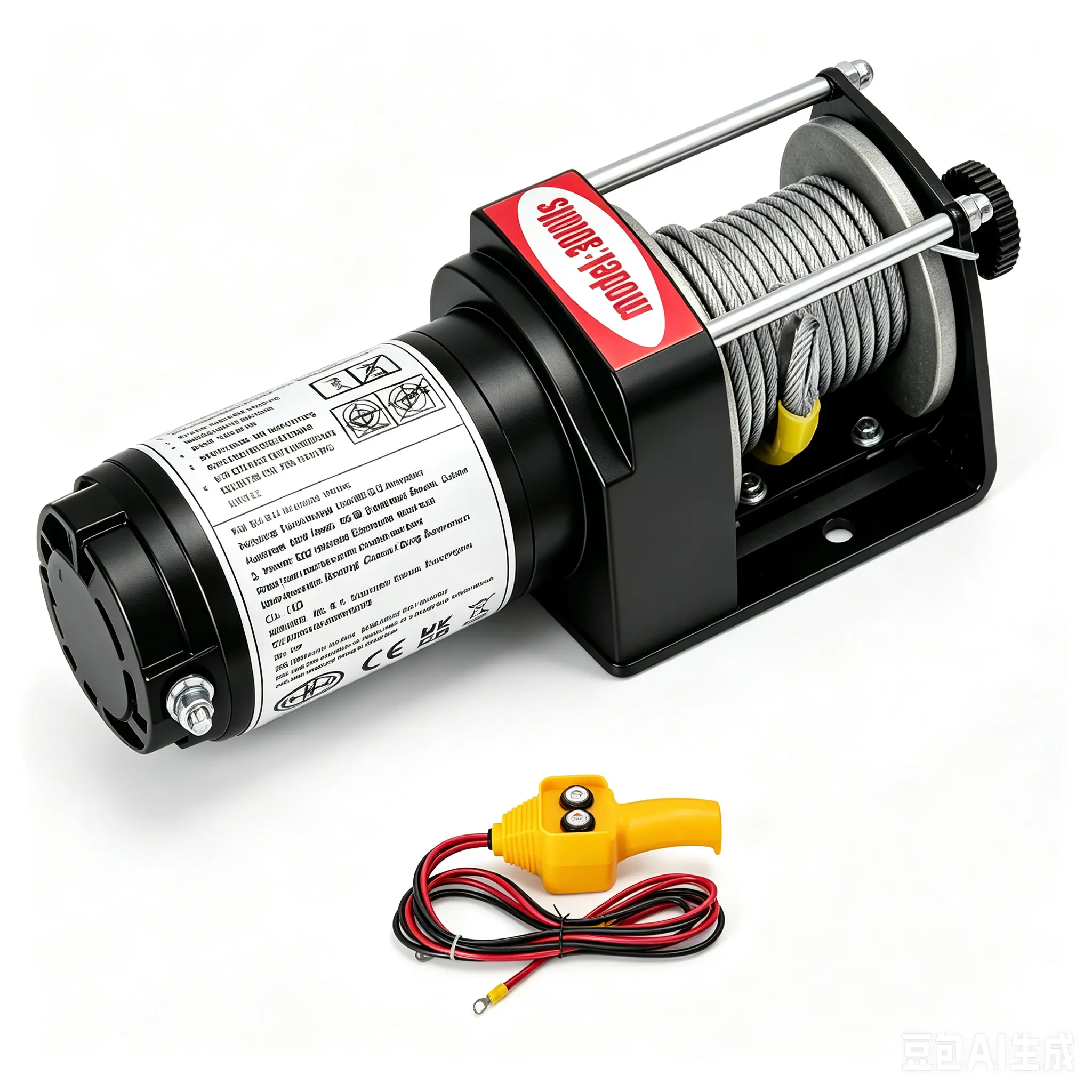 Electric Winch, 3000 lb Line Pull Capacity, 12V DC ATV UTV Winch With Steel Cable And Wired Remote Control IP55 Waterproof for Towing UTV ATV Boat