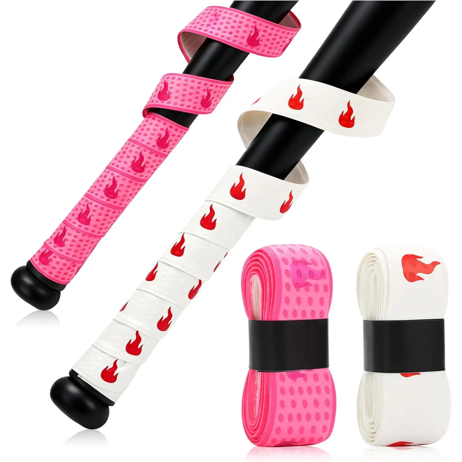 2-Pack Christian Cross Pattern Bat Grip Tape with Adhesive Backing, Embossed Design - Baseball/Softball Handle Wrap for Sports Use, Two Packs