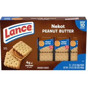 Sandwich Cookies, Nekot Peanut Butter, 10 Individually Wrapped Packs, 6 Sandwiches Each
