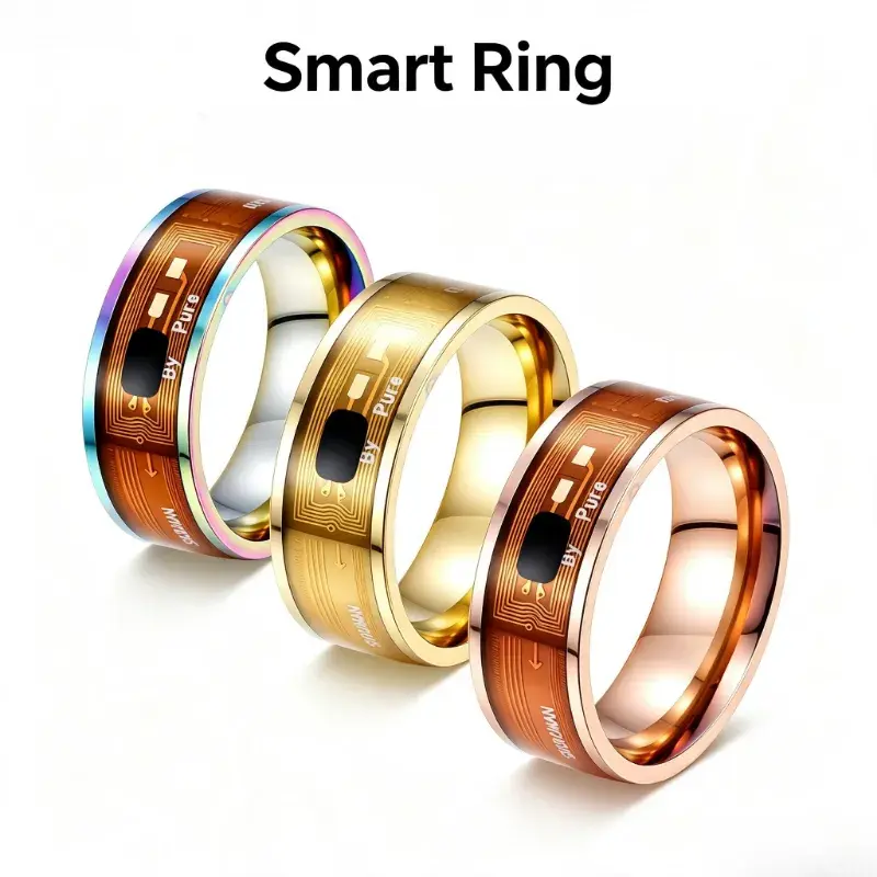 Wearable Smart Ring Tracker, Rechargeable & Long Battery Life Fitness & Activity Tracker with 24H Heart Rate Tracking, HRV, Blood Oxygen, Sleep Monitoring, Real-Time Data Sync to Phone, Gesture Control, Waterproof for Sports Wellness