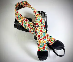 Scandinavian Floral Camera Strap - Small Flowers Camera Strap - Double Padded Co