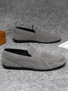 Men's Suede Leather Loafers, Slip-On Lazy Shoes, Vintage Stitch Design, Commute & Casual Wear, Comfortable Footwear for Everyday Use