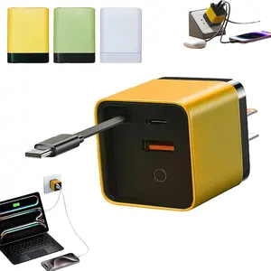 3 in 1 Charger Scalable 80w Max Fast Charger Module with Type-C  and 2 USB Ports,  in One Charger Retractable Phone Wall Plug