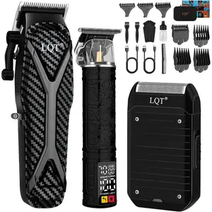 LQT Professional Cordless Hair Clipper, Beard Trimmer & Foil Shaver Kit for Men - Complete Barber Grooming Set with LED Power Display, Guide Combs, USB Charger, Cape & Storage Case, Ideal for Home & Salon Use