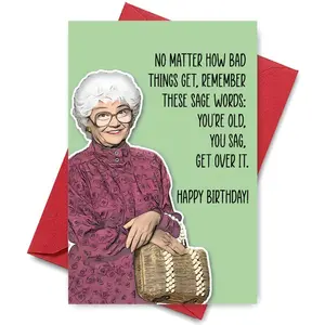 Funny Birthday Card, Grandma Design Birthday Card with Humorous Quote, Greeting Card for Friends or Family, Great Gift for Birthday, Fun Party Cards