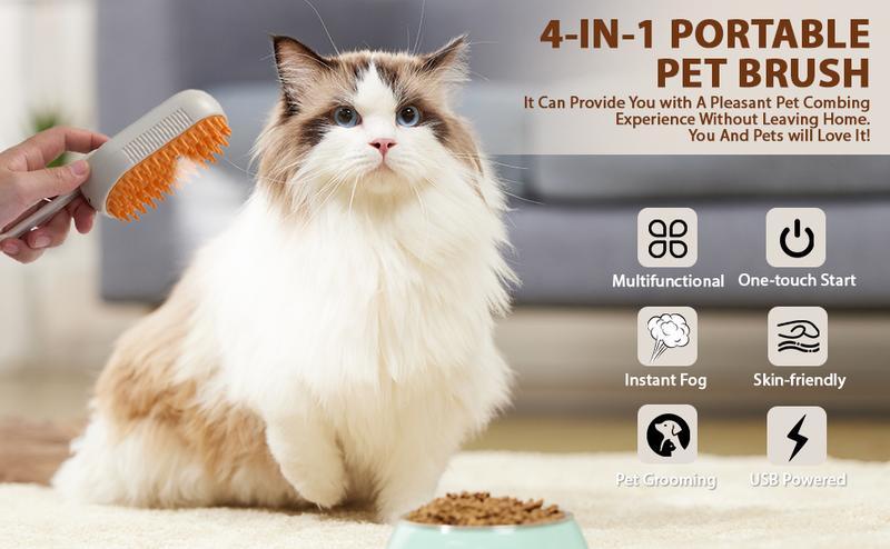 Pet Steam Brush,Cat & Dog Hair Remover, Adjustable Pet Hair Remover,Pet Steamy Mist,Steam Pet Brush for Pet Hair 4-IN-1 Steamy Cat Brush Grooming Comb for Dogs Steam Brush for Cats Remove Flying Fur Steam Advanced Pet Hair Removal Comb pet pal brush