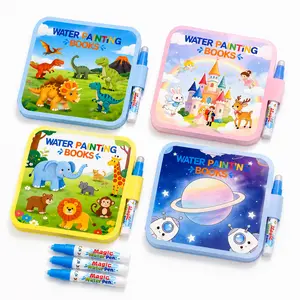 4-Pack Mess-Free Magic Water Coloring Book Set - Reusable Toddler Doodle Book, Montessori Sensory Tracing Book,No Marker Mess Travel Toy for Wall & Furniture Protection