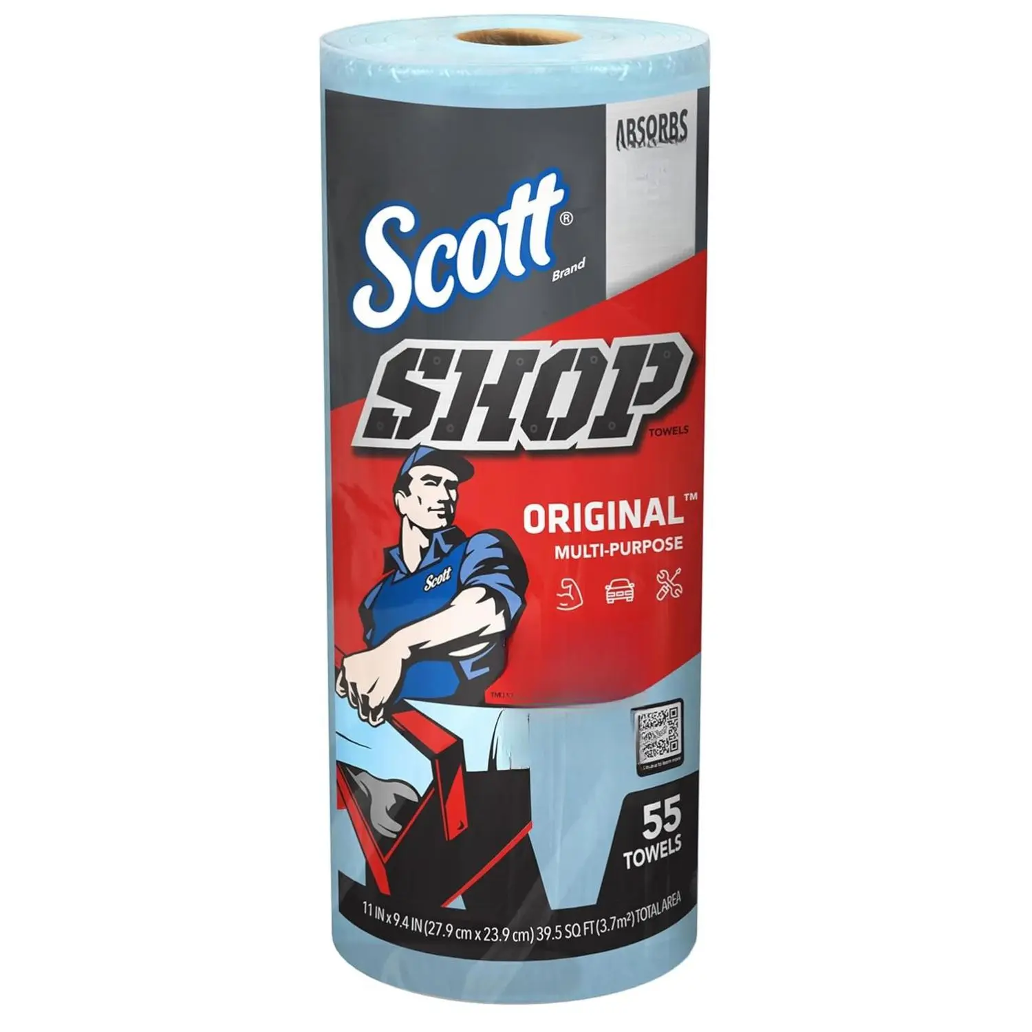 Scott Shop Original Blue Towels (75147), 9.4"x11" Cloth-like Paper Towel (12 Rolls of 55 Sheets, 660 Sheet Total)
