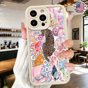 Trendy Leopard Floral Collage Aesthetic Artistic Pattern Case for iPhone 17 16 15 14 Pro Max 13 12 11 XR XS Plus Air Slim Lightweight Shockproof Anti Drop Protective Durable TPU Cover