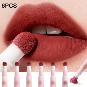 6Pcs Velvet Textured Matte Lip Gloss Makeup Set Color Easy To Apply Long Lasting Lip Gloss Makeup Waterproof Non Stick Glossy Lipstick Natural Texture Cosmetic