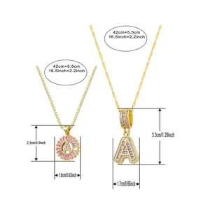 Unisex Pink Cubic Zirconia Initial Letter Pendant Necklace - Customized Engraved Initial Charm Letter Logo Jewelry, Elegant Fashion Accessory for Party, Daily Wear, Letter Logo Necklaces, Customized Necklaces