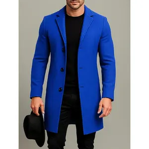Men's Solid Button Front Lapel Neck Midi Coat, Regular Fit Casual Long Sleeve Outerwear for Fall & Winter, Clothes for Daily Wear, Buttons Jacket classic design everyday essential versatile style comfort wardrobe