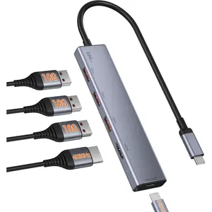 USB C HUB 5 in 1 Multi USB Ports with 4k 60Hz HDMI Adapter for Laptops,100W Power Delivery,3 X USB 3.2 Data Ports,USB C Splitter Type C HUB Compatible with MacBook Air/Pro,iPad Air/Pr,Tablet,Phone