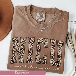 Comfort Colors Leopard NICU Nurse Shirt, ICU Nurse Shirt, Gift for NICU RN Grad, Neonatal Intensive Care Unit Nurse Graphic Tees, Nursing Tee