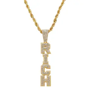 Vertical Rich Pendant Necklace with Rope Chain – Gold/Silver Tone Fashion Jewelry