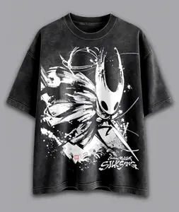[Hoodie & T-shirt] Hollow Knight Silksong Hornet Vintage Graphic T-Shirt | Oversized Acid Wash Heavyweight Cotton Streetwear Tee | Aesthetic Indie Game Art Shirt | Premium Soft Fabric Gift for Gamers and Silksong Fans