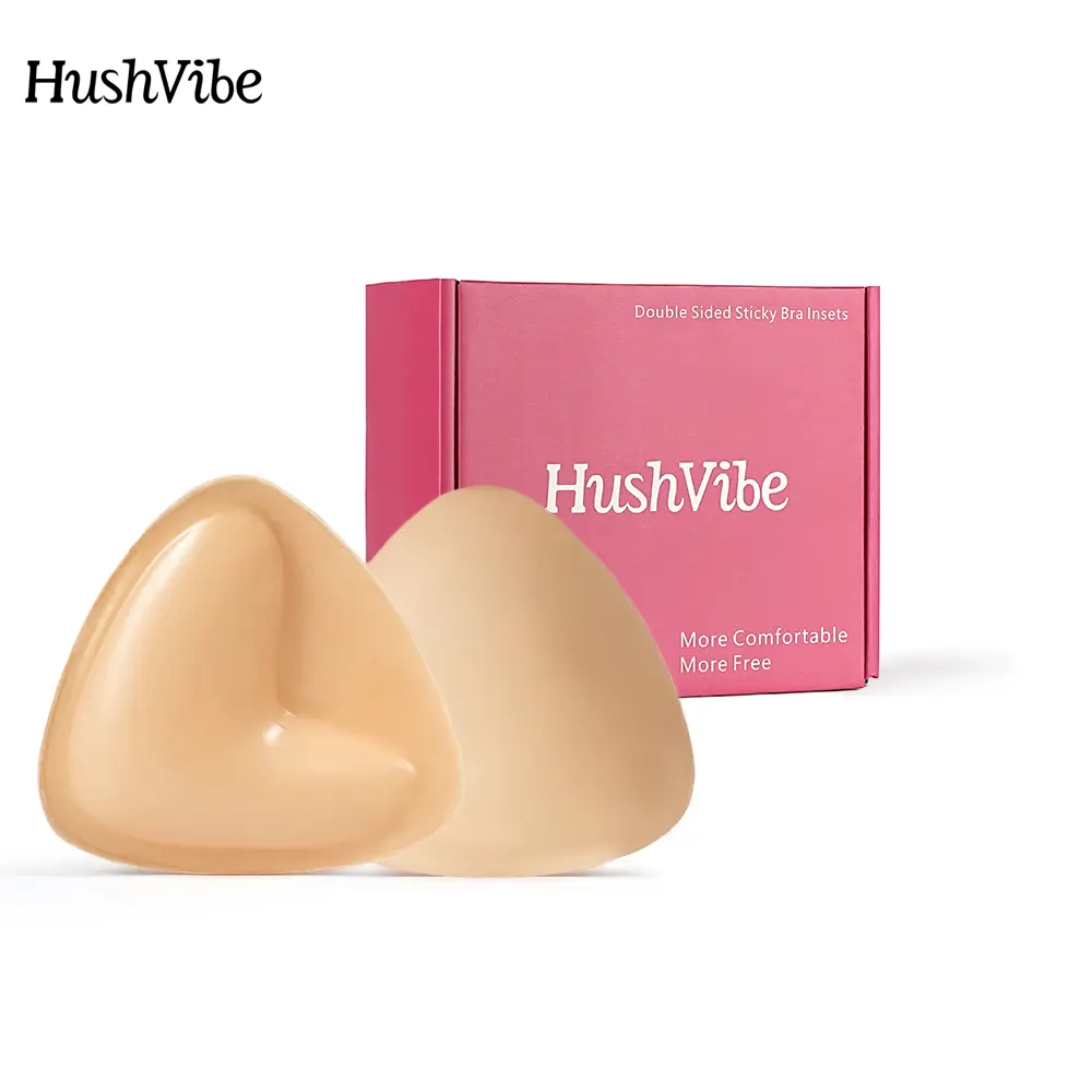 HushVibe Push Up Pads, Invisible & Removable Silicone Fashion Bra Inserts for Women, Double-Sided Adhesive for Instant Lift, Reusable & Waterproof for Dresses & Swimwear, Party Dress, Hand Wash, Adults