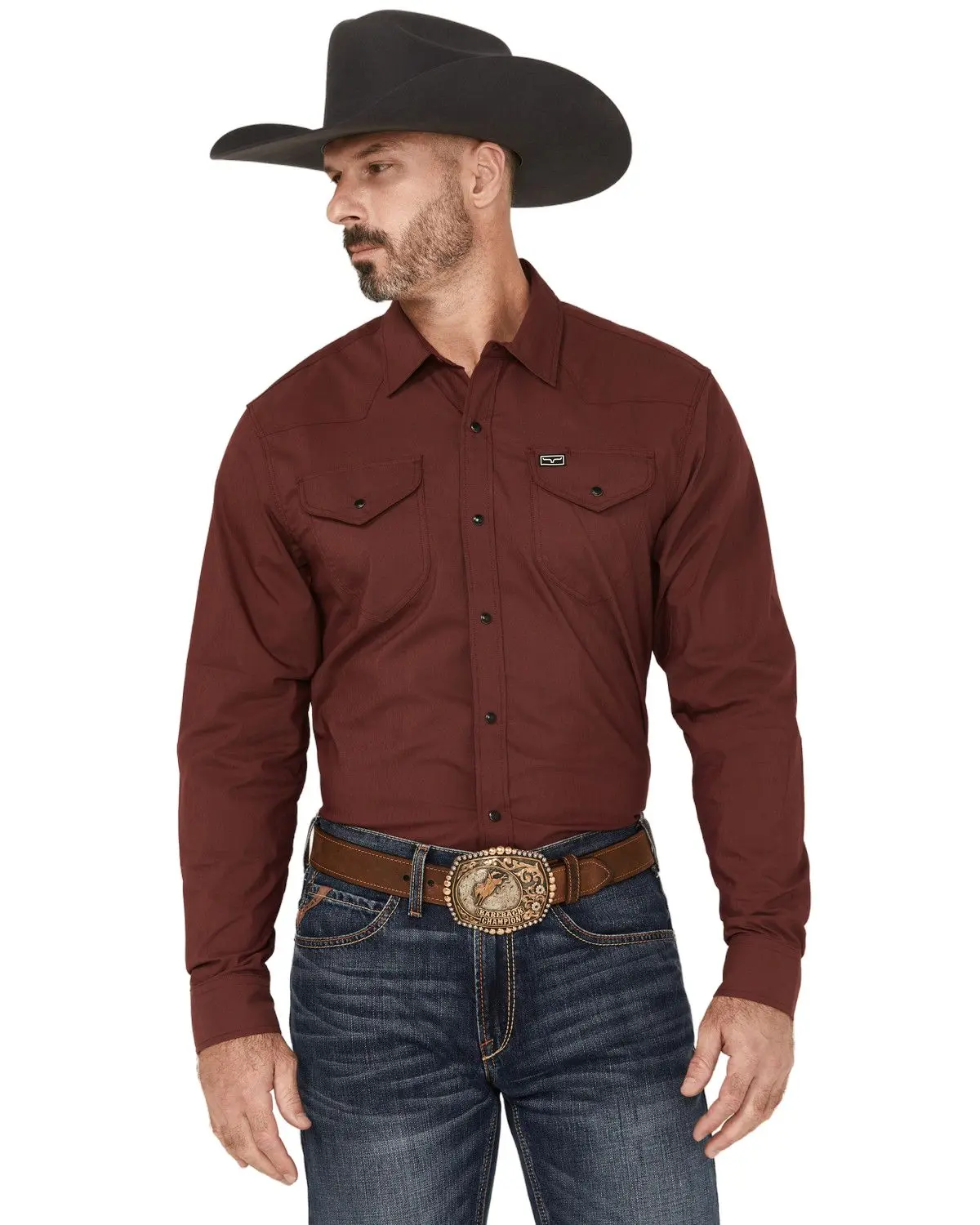 Kimes Ranch Men's Men'S Blackout Long Sleeve Snap Performance Shirt - Mds0000022-Burg