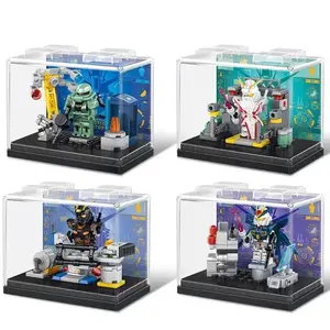 Animation Game Peripheral Toys Building Blocks Assembling toy Zaku RX-78 Mini Anime Action Figure With Collection Display Gifts