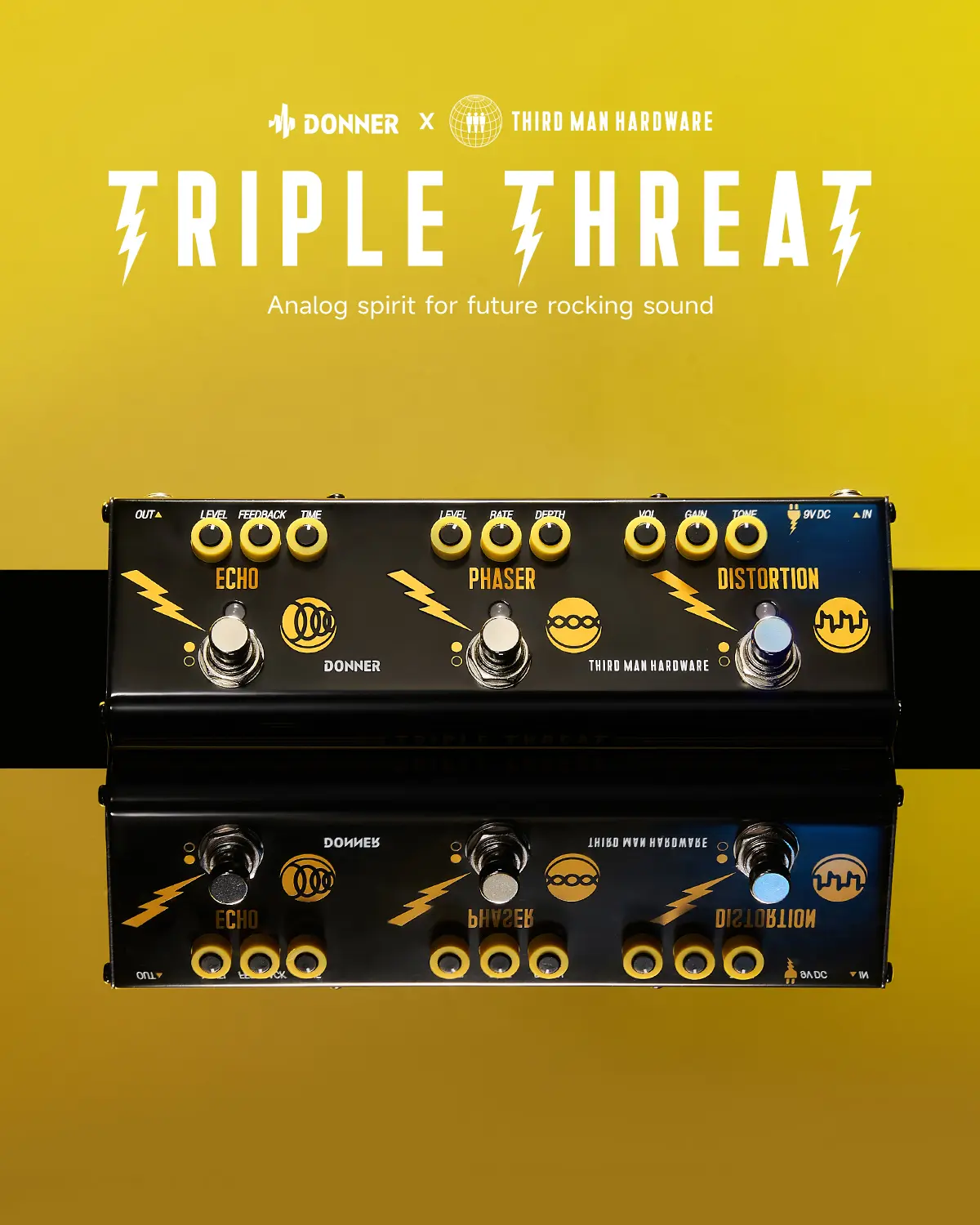 Donner X Third Man Hardware Triple Threat Adjustable 3-in-1 Analog Multi-Effects Pedal for Electronic Guitar Donner X Third Man Hardware Triple Threat Adjustable 3-in-1 Analog Multi-Effects Pedal for Electronic Guitar