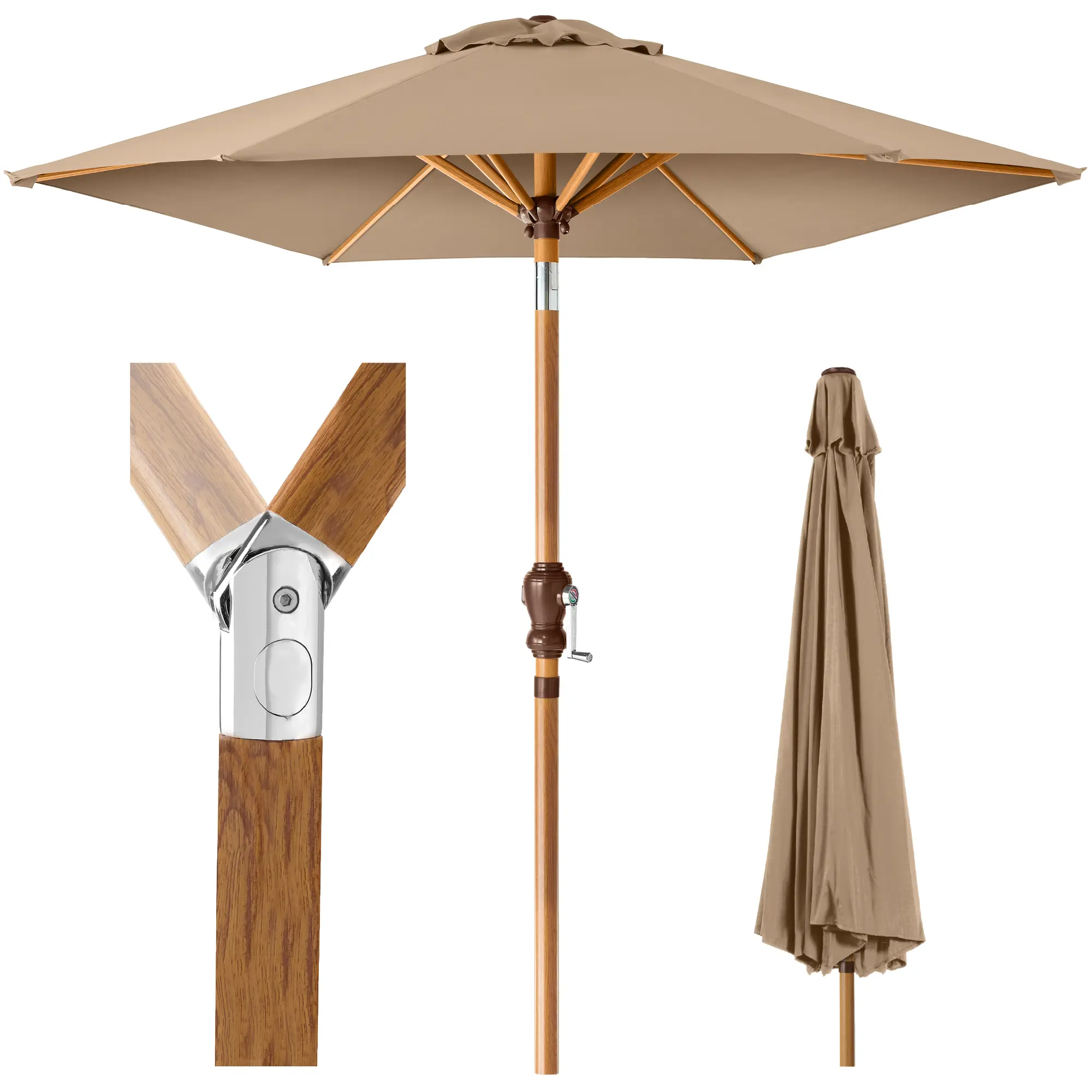 Best Choice Products 10ft Outdoor Woodgrain Pattern Steel Market Patio Umbrella w/ Crank, Tilt