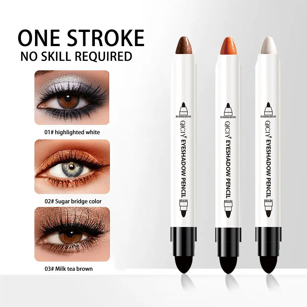 QICIY 3D Effect Eye Shadow Stick - Transfer-Resistant Waterproof Matte Formula with Vibrant Color Payoff Makeup for Natural Look - Eyeshadow - Smooth & Durable Color Rendering - Daily Pearl 01# Cosmetic