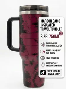 750ML Insulated Tumbler — Stainless Steel Travel Mug | Leakproof Lid | Hot & Cold | Reusable Water Bottle with Handle