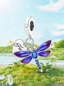 1Pc New Design Psychedelic Dragonfly Charm Beaded Charm DIY Jewelry Making Kit for Bracelet Creative Craft Material Holiday Gift Pendant Women Birthday Gift Daily Wear Accessories Stylish Playful Charm