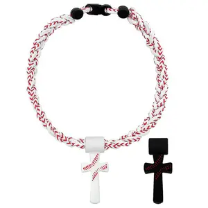 Baseball Necklaces for Boys 8-12, Triple Rope Tornado Cross Pendant, Inspirational I CAN DO ALL THINGS PHL4:13, Silicone Sports Jewelry
