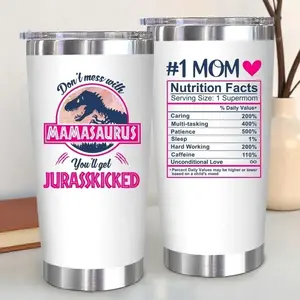 Mother's Day Gifts for Mom, Mom Gift Tumbler 20oz, Mamasaurus Birthday Cup, Dinosaur Mug
