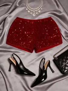 Women's Sequin Mini Sexy Fashion Slim Fit Shorts Bottoms, Perfect for Christmas, New Year Party, Easter, Concerts, Casual Vacations