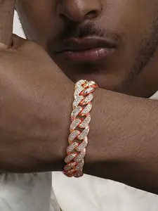 Zirconia Cubic Zirconia Bracelet, Alloy Chain, Cuban Link Bracelet, Casual Style Jewelry Gift for All Seasons, Unisex Design