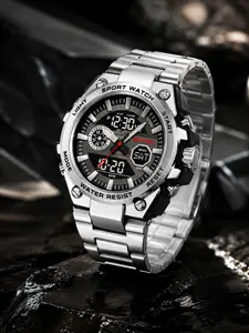 Skmei Digital Analog Dual Display Watch, LED Backlight, Date Day Alarm Countdown, 50m Waterproof, Multi-Function Electronic Watch
