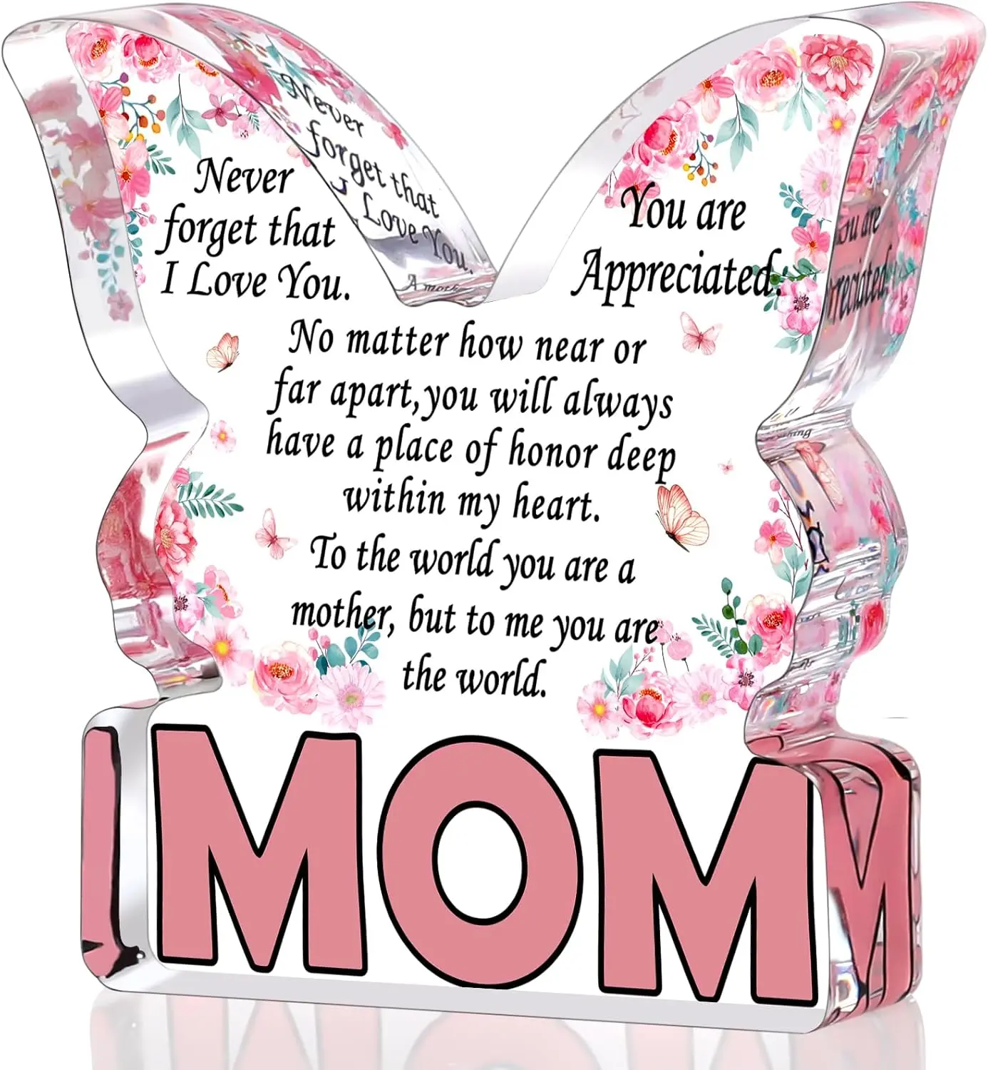 Mom Gifts from Daughter Son, Best Mom Ever Christmas Gift, Unique Birthday Gifts for Mom, New Mom Gifts, Single Mom Stepmom Gifts, Butterfly Acrylic Plaque Sign, Stocking Stuffers for Mom