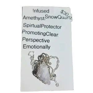 Infused Amethyst  & Snow Quarts Wirewrapped Pendent w/Necklace
