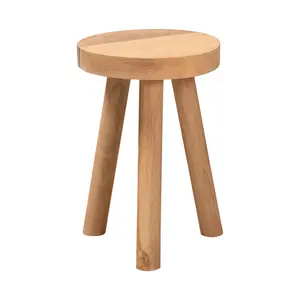 bali & pari Terah Natural Brown Teak Wood Ottoman Footstool