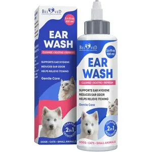 Cat & Dog Ear Cleaner Drops & Wash Solution Yeast Otic Infection Treatment Itchy Ear Relief for Pet Wax Remover Flush Remedy for Any Pets