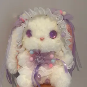 Lolita Bunny Rabbit Plush BlingBling with Purple Accents and Pearl Decorations