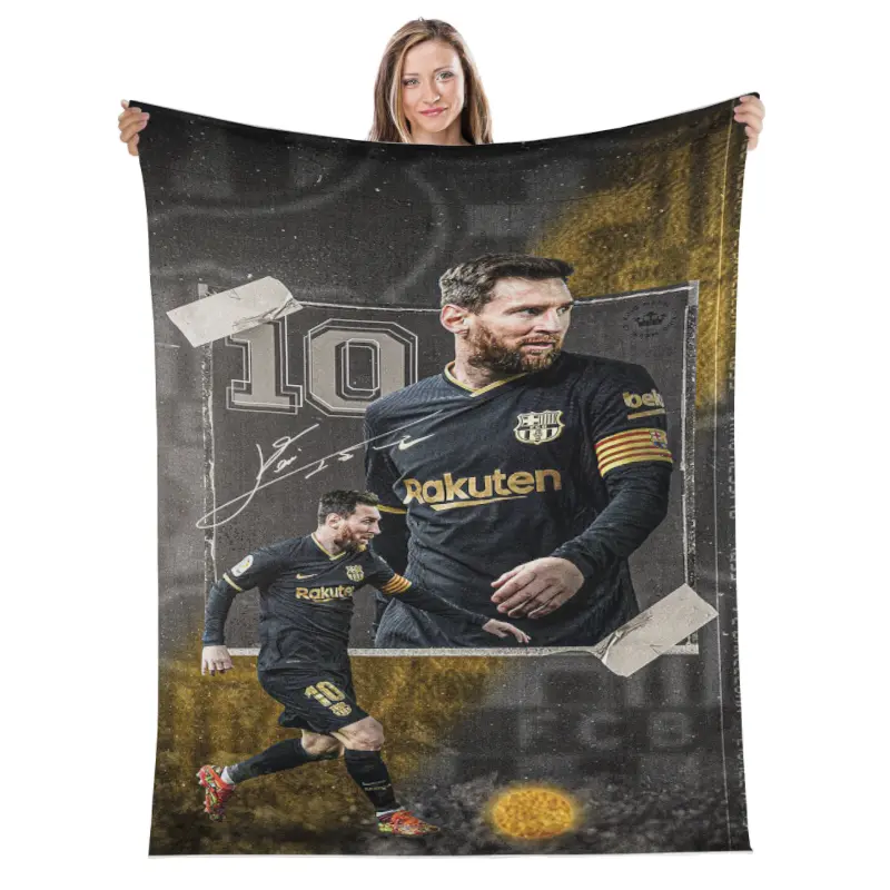 Soft Funny Throw Blanket Leo Messi Blanket NO.10 Football Blanket Football Fans Gifts Soft Flannel Blanket Suitable For Sofa Beds Living Rooms Beloved By Both Adults And Children Birthday Gifts Holiday Party Home Decor