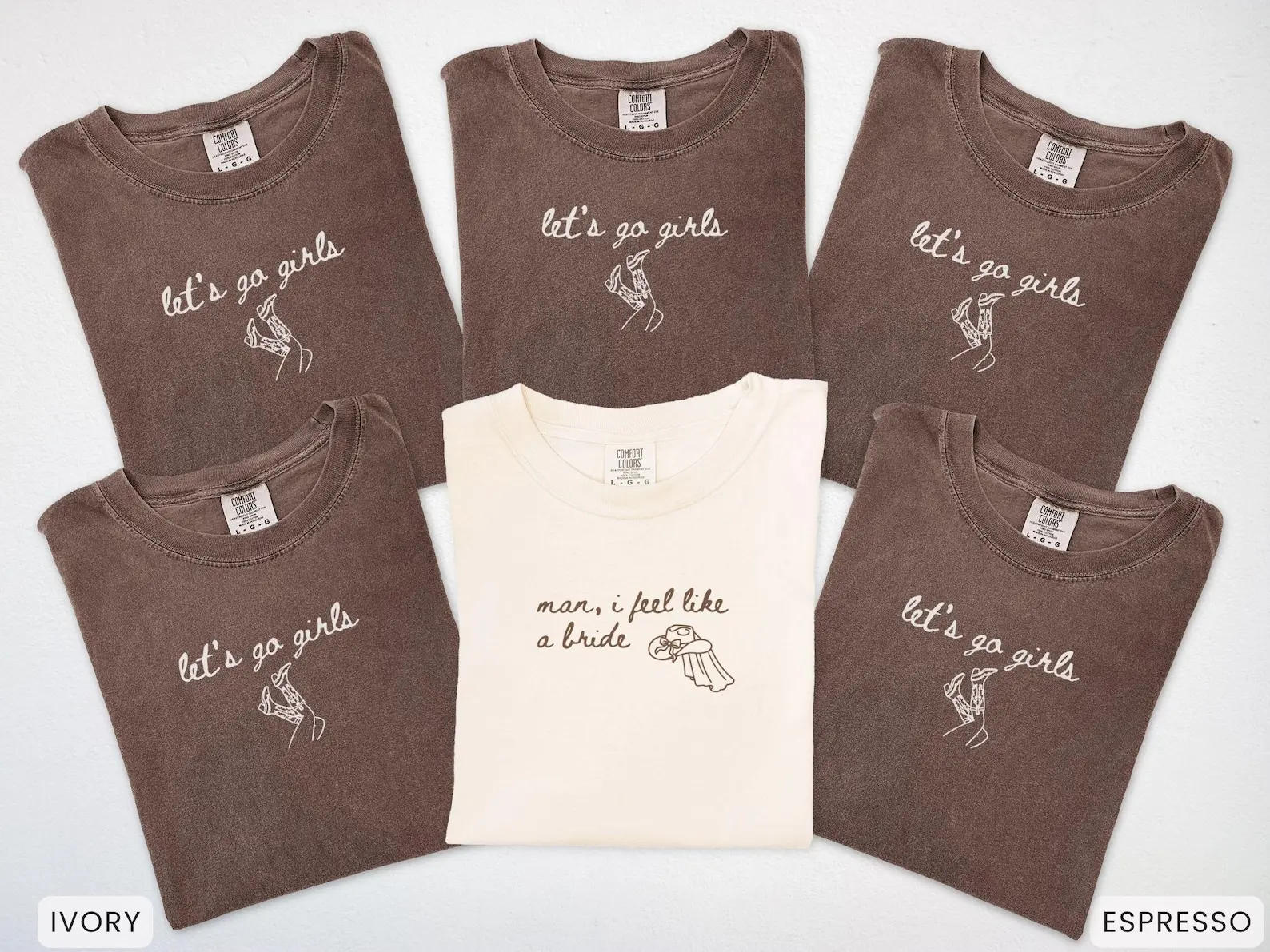 Custom Western Bachelorette Let's Go Girls Comfort Colors T-Shirt, Matching Wedding Shirt, Custom Bridesmaid, Wedding Party Bachelorette Shirt, Trendy Bride Shirt, Full Size, Full Color