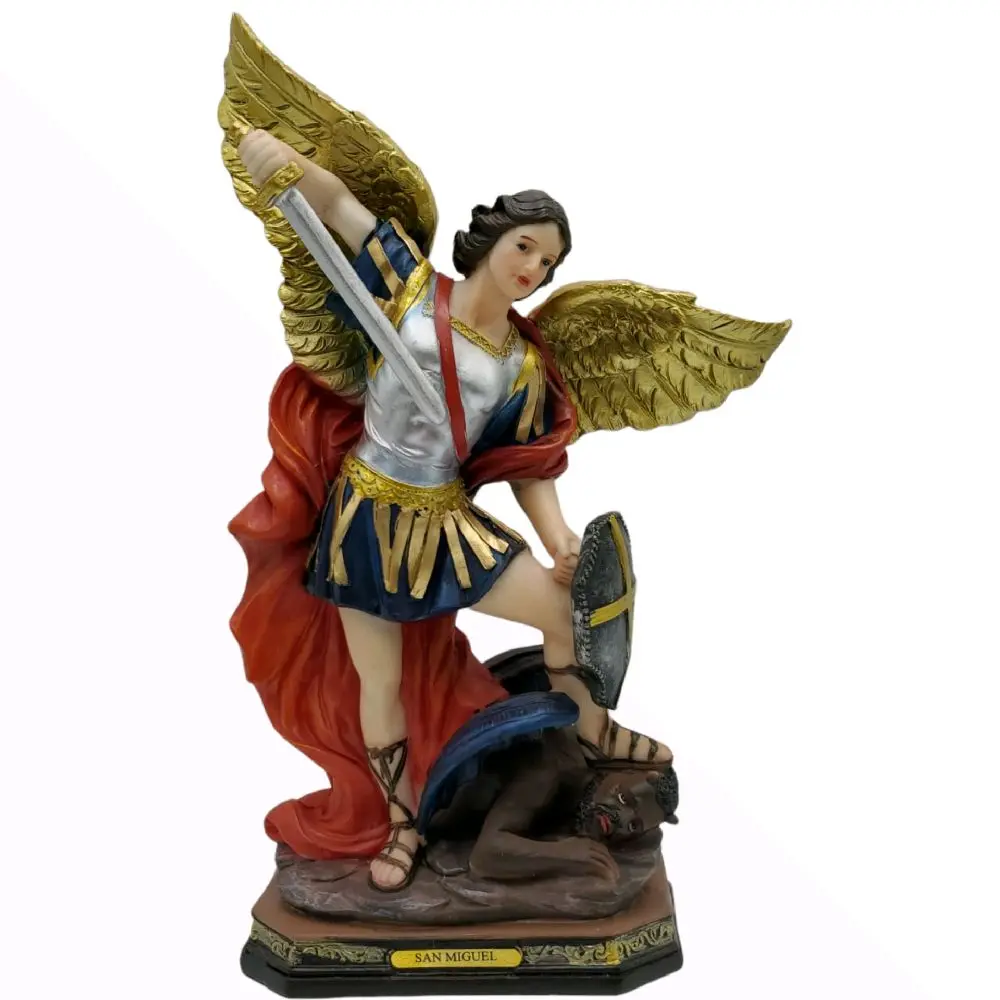 San Miguel Arcangel 12" St Michael Archangel Estatua Brand New Guardian and Protector Saint Religious Decor Religious art image, home decor, wall decor, church events, gifts