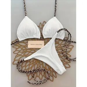 Women'S Fashion Two-Piece Bikini Swimsuit with Leopard Print Tie, Beach Vacation Set Suitable for Beach Vacation