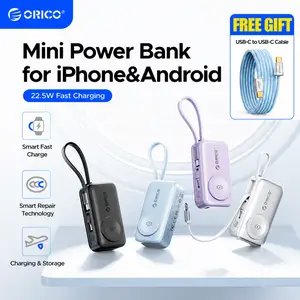 【Live Exclusive】ORICO 3-in-1 Folding Chargeable Portable Power Bank with Integrated Cable, Apple Watch Wireless Charging, Foldable Phone Stand - Compact Fast-Charge Mobile Phone Accessory for iPhone & Android Smartphones - S18