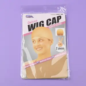 1Pack 2Pcs Top Stocking Nylon Wig Cap Hair Net For Weave Hair Wig Nets Natural Beige Stretch Mesh Wig Cap For Making Wigs Free Size