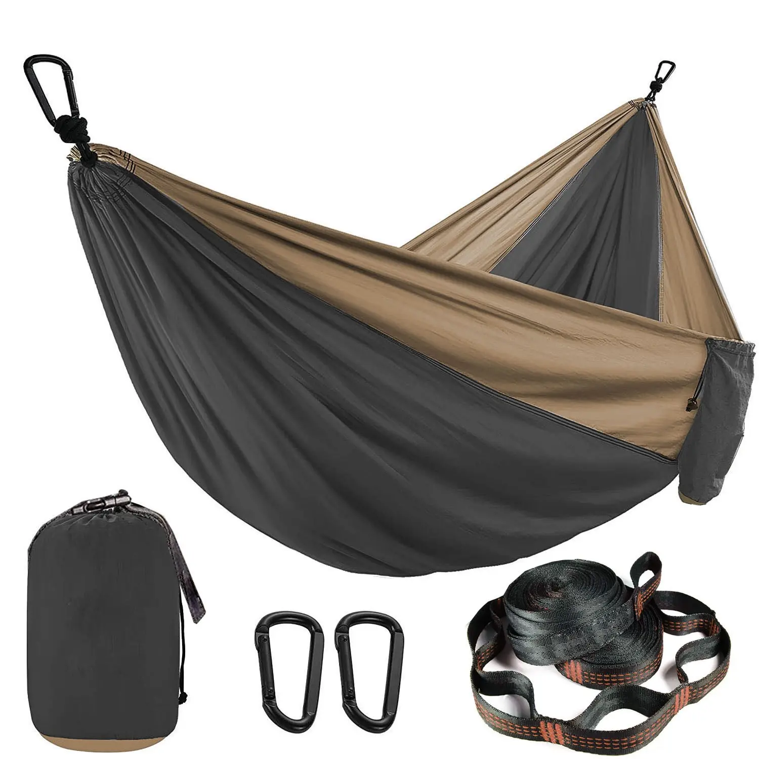 Single Person Hammock 210t Parachute Nylon Fabric with Hammock Straps and D-Type Hooks, Outdoor Camping Hiking, Portable Hammocks, Portable Travel Hammock